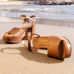 Outlet Sandales plateforme cuir Femme Sandales