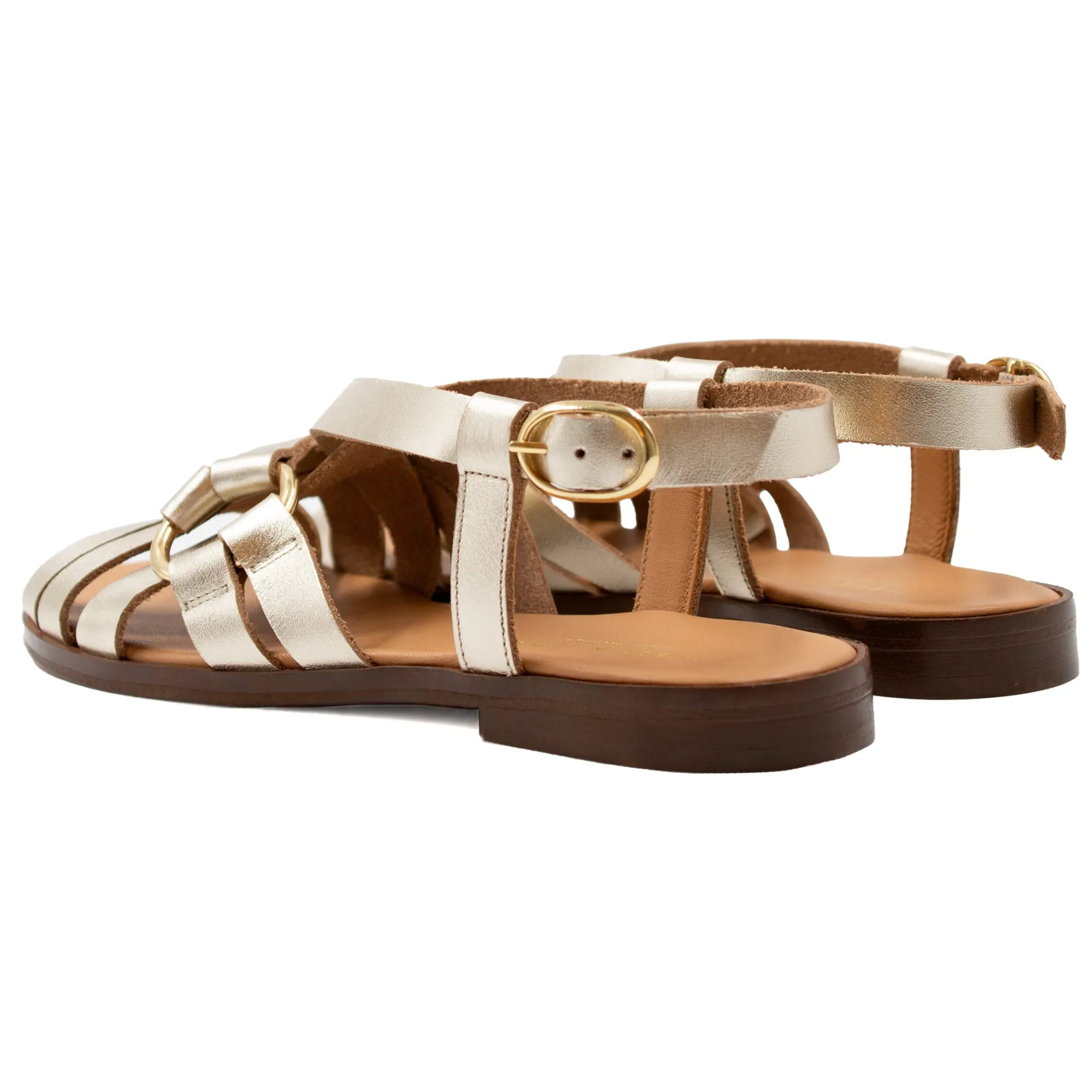 Hot Sandales plates anneau cuir Femme Sandales