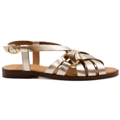 Hot Sandales plates anneau cuir Femme Sandales