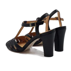 Sale Sandales talon brides cuir Femme Sandales