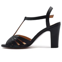 Sale Sandales talon brides cuir Femme Sandales
