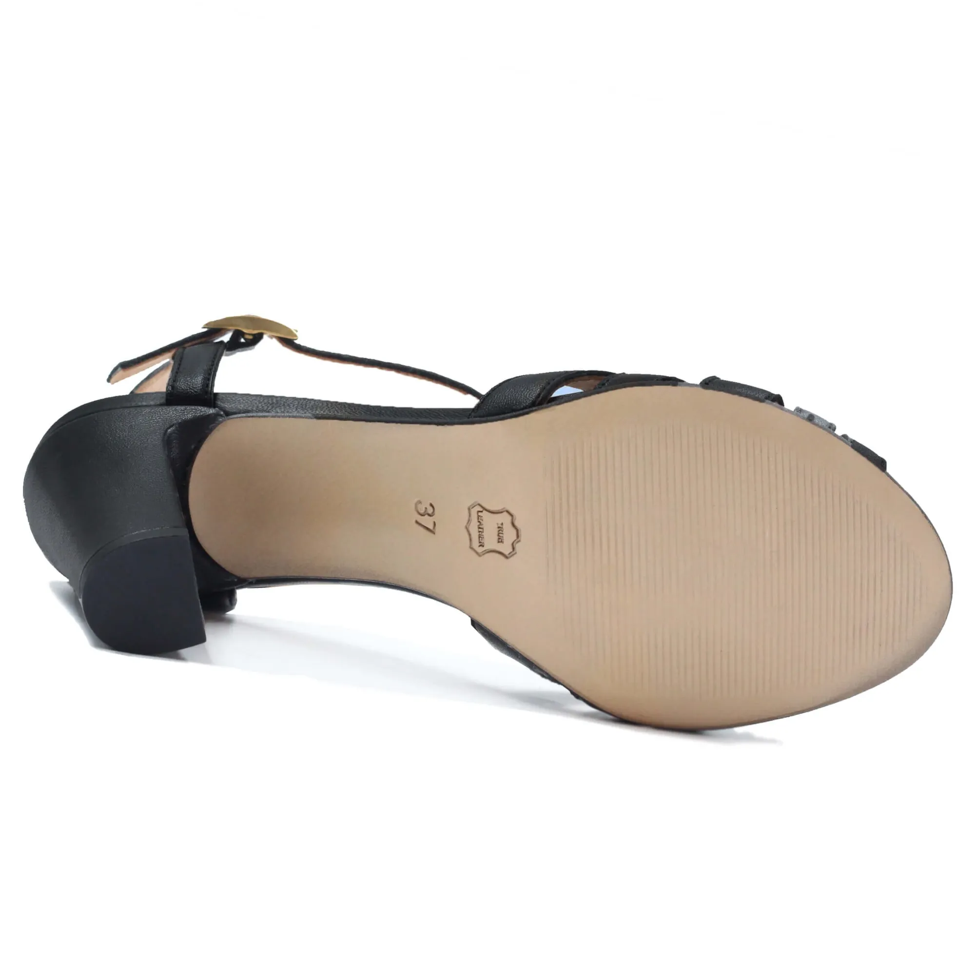Sale Sandales talon brides cuir Femme Sandales