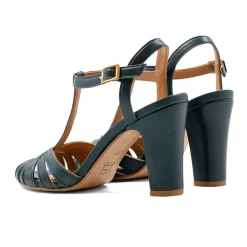 Best Sale Sandales talon brides cuir vert Femme Sandales
