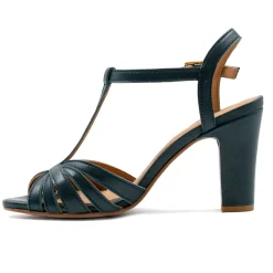 Best Sale Sandales talon brides cuir vert Femme Sandales