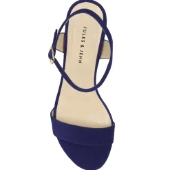 Clearance Sandales à talon cuir daim bleu Femme Sandales