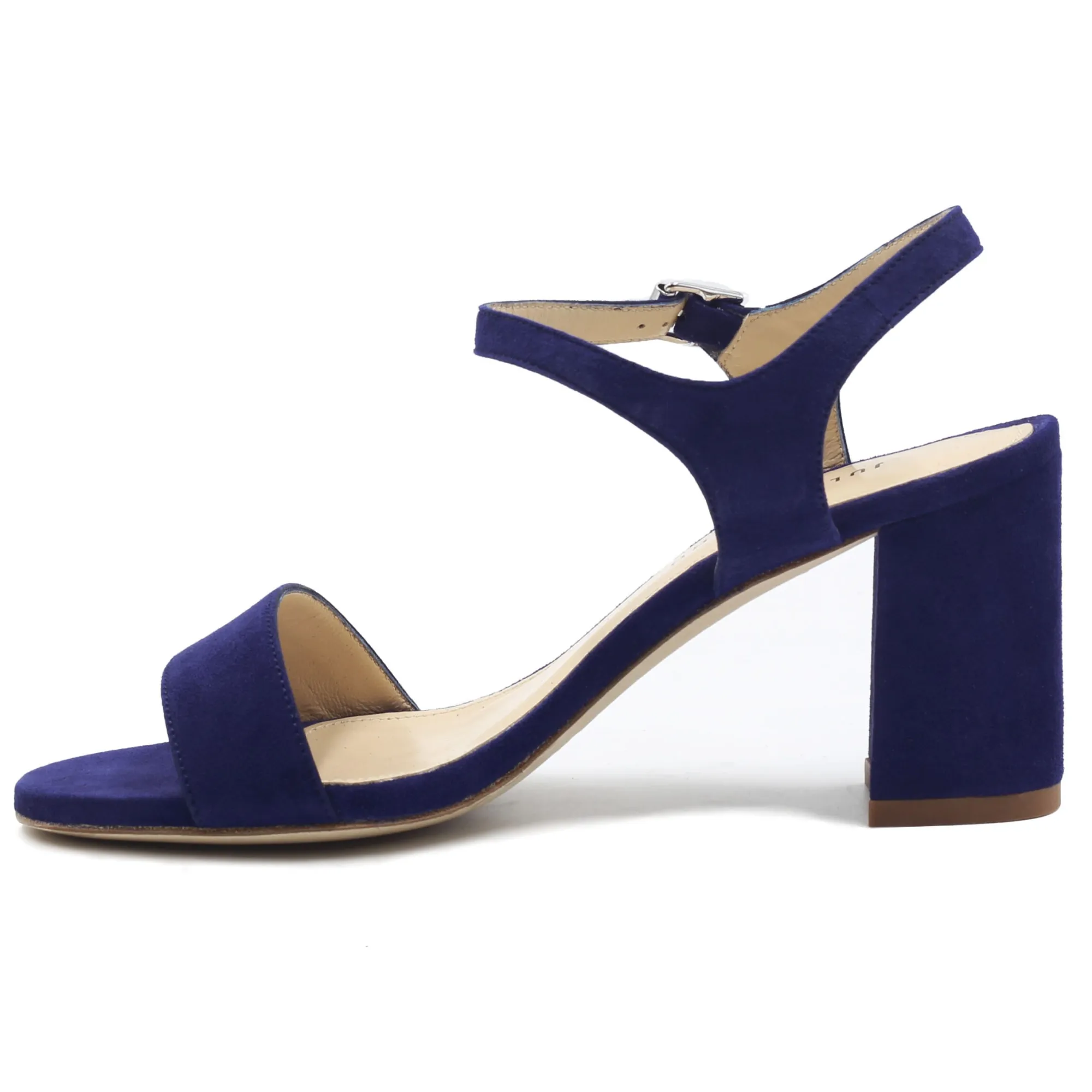 Clearance Sandales à talon cuir daim bleu Femme Sandales
