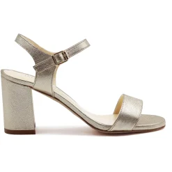 Shop Sandales à talon cuir métallisé Femme Sandales