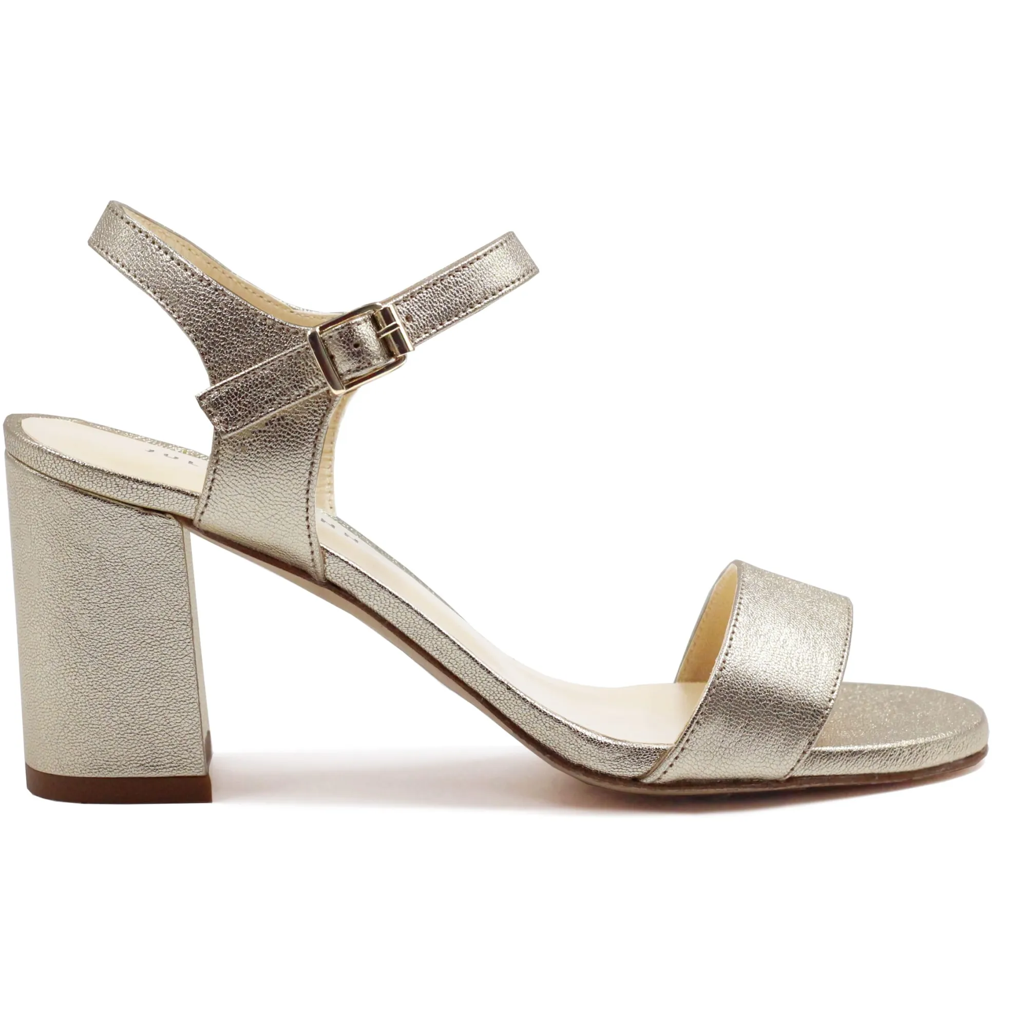 Shop Sandales à talon cuir métallisé Femme Sandales