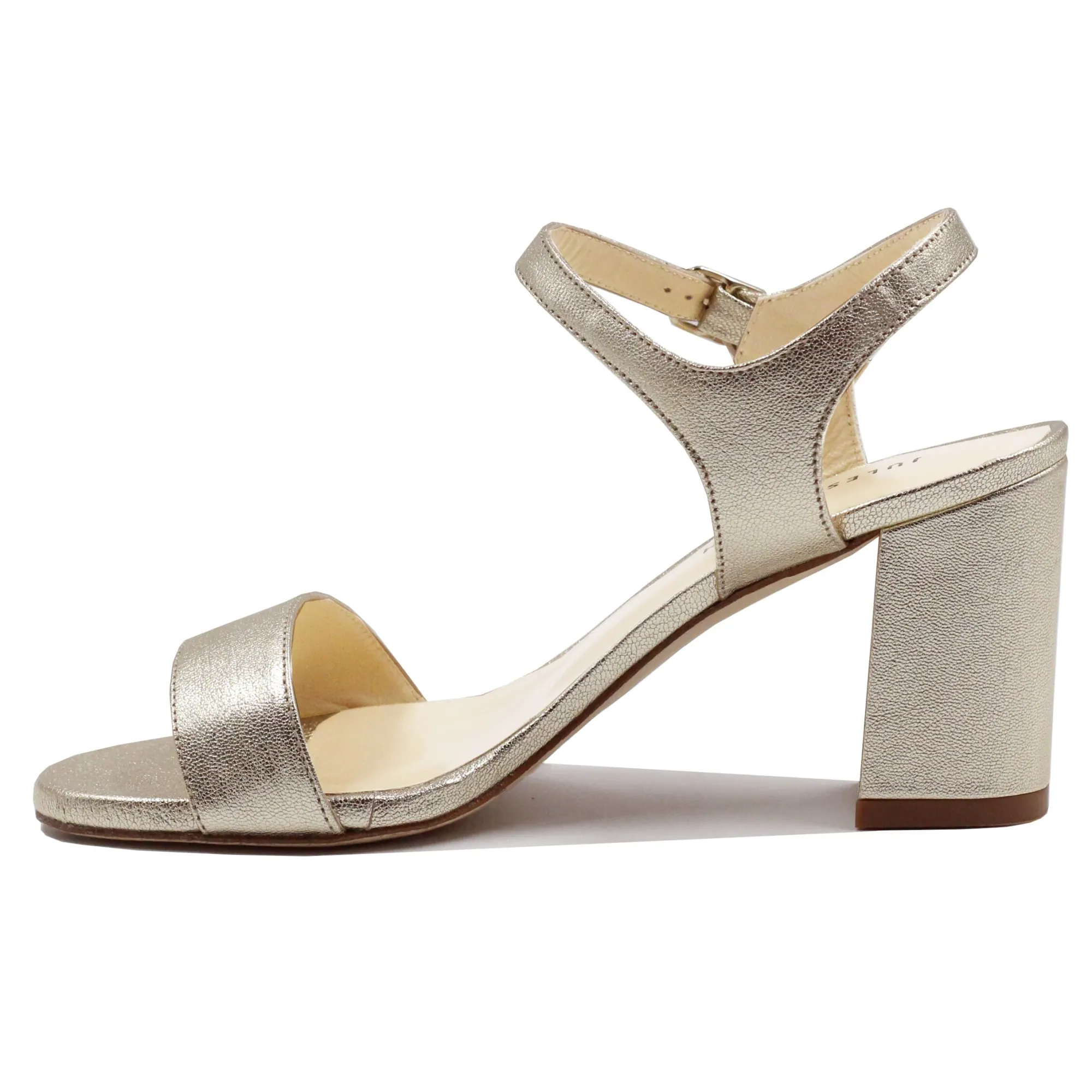Shop Sandales à talon cuir métallisé Femme Sandales