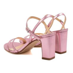 Cheap Sandales talon épurées cuir rose Femme Sandales