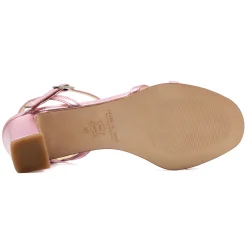 Cheap Sandales talon épurées cuir rose Femme Sandales