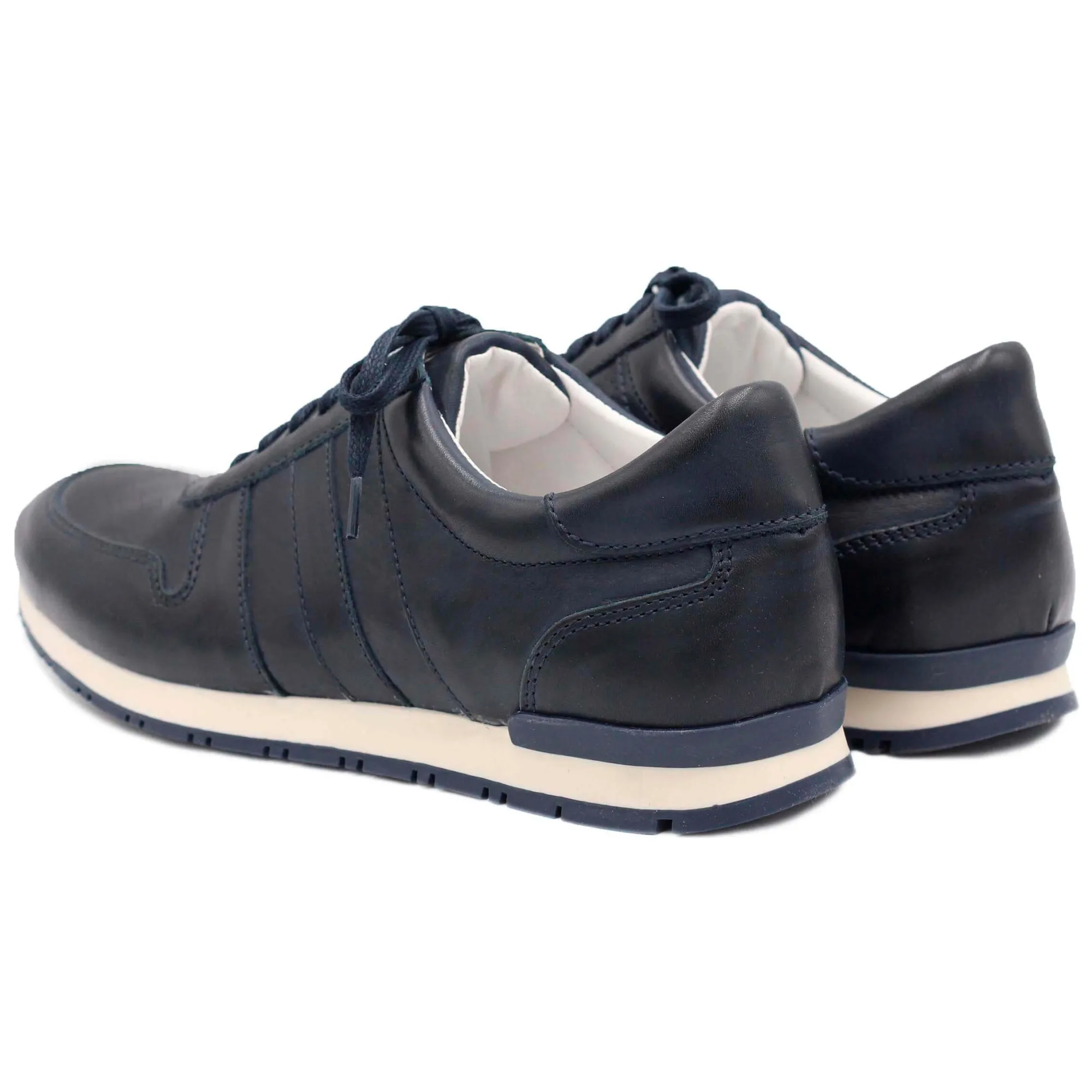 Flash Sale Sneakers cuir bleu marine Homme Fins De Série Solidaires