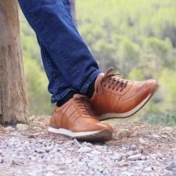 Shop Sneakers cuir marron Homme Baskets