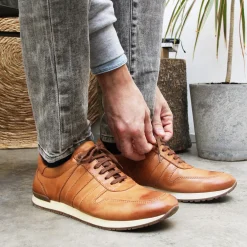 Shop Sneakers cuir marron Homme Baskets