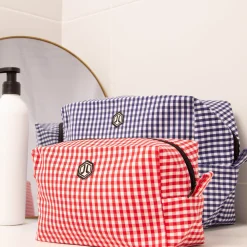 Cheap Trousse toile recyclée vichy blanc rouge Femme Dressing Recyclé|Petite Maroquinerie