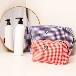 Discount Trousse toile recyclée vichy blanc bleu Femme Dressing Recyclé|Petite Maroquinerie
